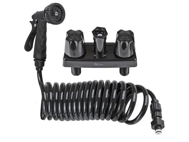 Dura Faucet DF-SA186-BK RV Exterior Quick Connect Detachable Spray Faucet 7-Option Nozzle (Black)