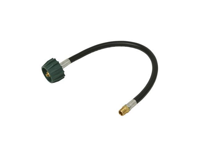 Flame King 100473-18, 1/4' Male NPT Adapter (Not Flare), Solid Rubber Pigtail Hose for RV Regulators, Black/Brass, 18 inches