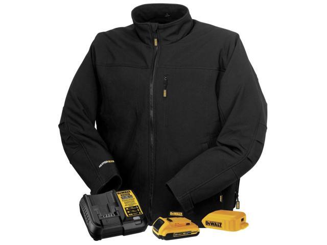 DEWALT Men's Heated Soft Shell Jacket Kit Black Medium