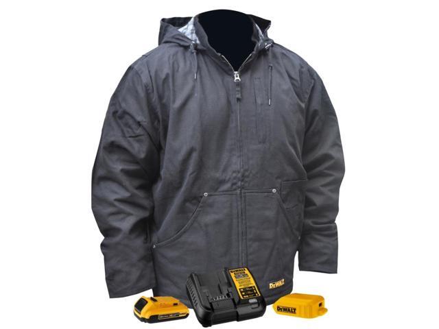 DEWALT Unisex Adult With 2.0ah Battery and Charger DEWALT Heated Heavy Duty Work Coat, Black, Medium US
