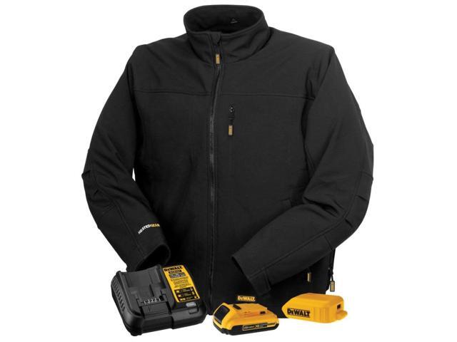 DEWALT Men's Heated Soft Shell Jacket Kit Black Large