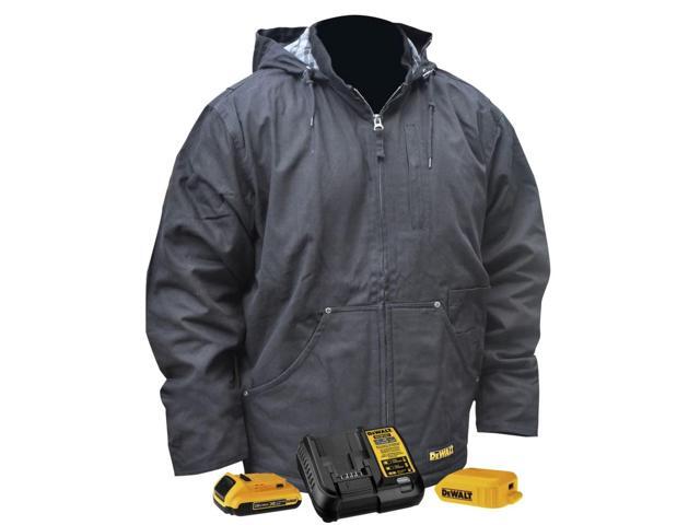 DEWALT Unisex Adult With 2.0ah Battery and Charger DEWALT Heated Heavy Duty Work Coat, Black, X-Large US
