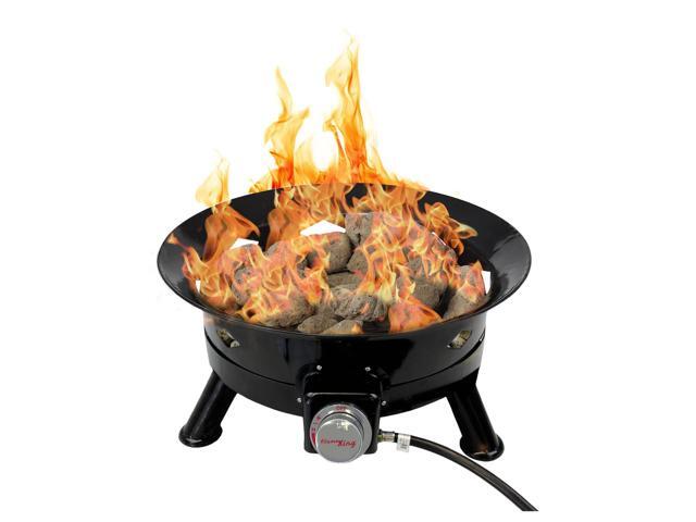 Flame King Smokeless Propane Fire Pit, 24-inch Portable Firebowl, 58K BTU with Self Igniter, Cover, & Carry Straps for RV, Camping, & Outdoor Living