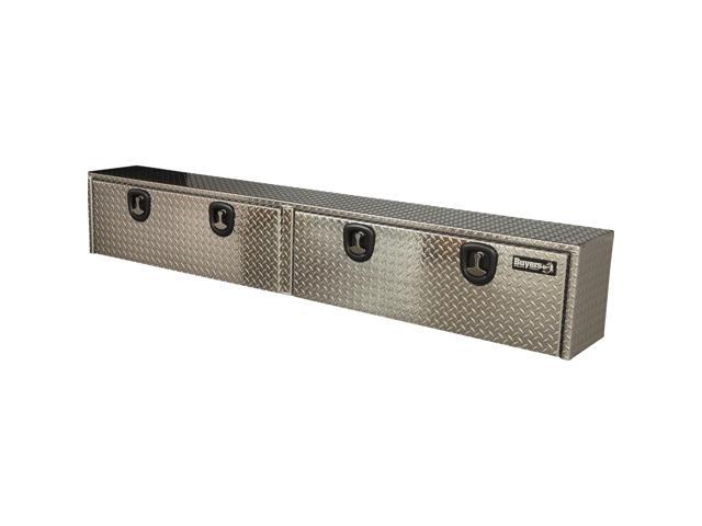 Buyers Products 1701568 Silver Aluminum Diamond Tread Topsider Truck Box With Drop Door, 96 x 18 x 16 Inch, Made in The USA, Lockable Tool Chest,...