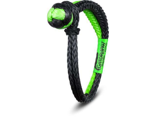 Rope 176746NGGB Heavy Duty 3/8' Synthetic Shackle NexGen PRO Gator Jaw Breaking Strength of 47,000 lb with HMPE in Green and Black, Accessory Ideal...