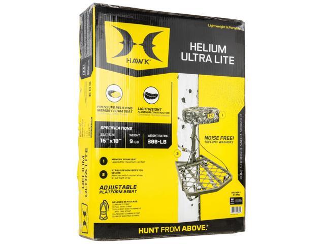 Hawk Helium Ultra Lite Hang-On Stable Lightweight Aluminum Big Game Bow Hunting Tree Stand with 20' x 24' Platform & 16' x 10' Pressure Relieving...
