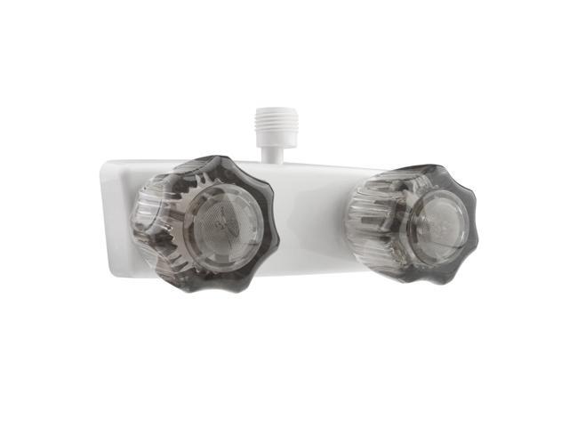 Dura Faucet DF-SA100S-WT RV/Motorhome/Trailer Shower Faucet Valve Diverter with Smoked Acrylic Knobs (White)