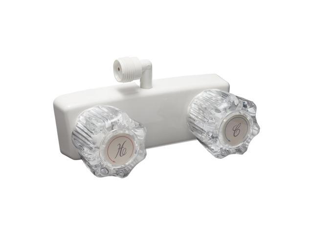 Dura Faucet DF-SA100A1-WT RV Shower Faucet Valve Diverter with 2-Knobs for Exterior Shower Boxes (White)