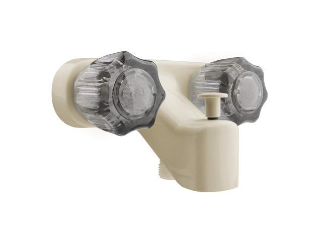 Dura Faucet DF-SA110S-BQ RV Tub & Shower Faucet Valve Diverter with Smoked Acrylic Knobs (Bisque Parchment)