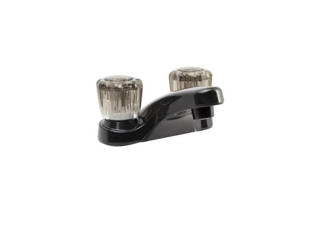 Dura Faucet RV Lavatory Faucet w/Smoked Acrylic Knobs - Black