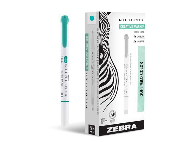 Zebra Pen MILDLINER No Bleed Highlighter, Summer Green, Dual Tip, 12-Pack