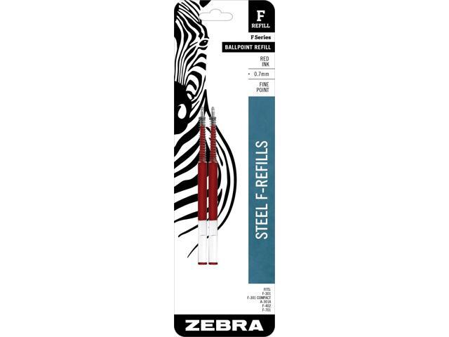 Zebra Pen Ballpoint Refill, Fits F-301, F-402, F-701, Red, 0.7mm, 2-Pack