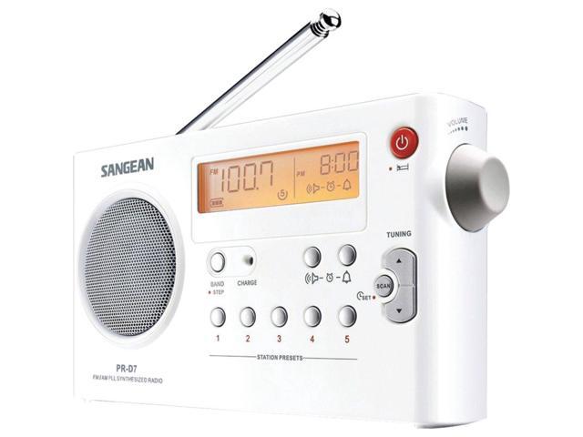 Sangean PR-D7 AM/FM Digital Rechargeable Portable Radio - White, One Size
