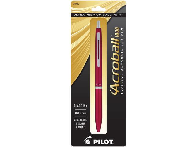 PILOT Acroball 1000 Ultra-Premium Refillable & Retractable Ball Point Pen, Red Barrel, Fine Point, Black Ink, Single Pen (13986)