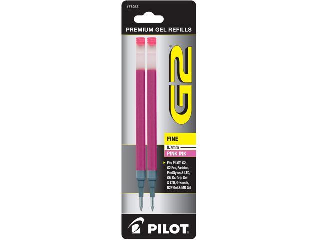 Pilot, G2 Gel Ink Refills, Fine Point 0.7 mm, Pink, Pack of 2