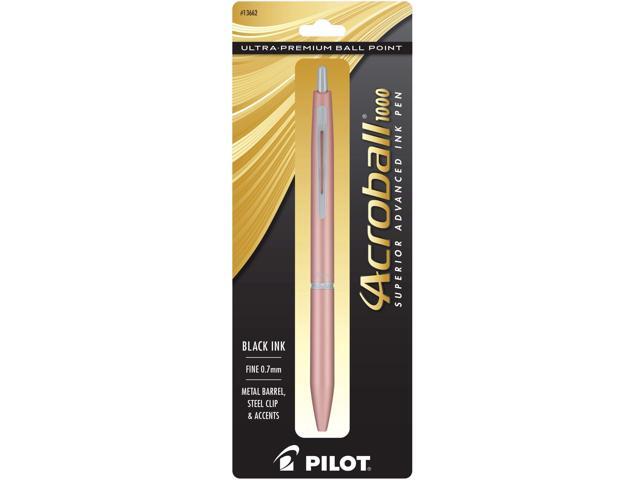 PILOT Acroball 1000 Ultra-Premium Refillable & Retractable Ball Point Pen, Gold Barrel, Fine Point, Black Ink, Single Pen (13662).