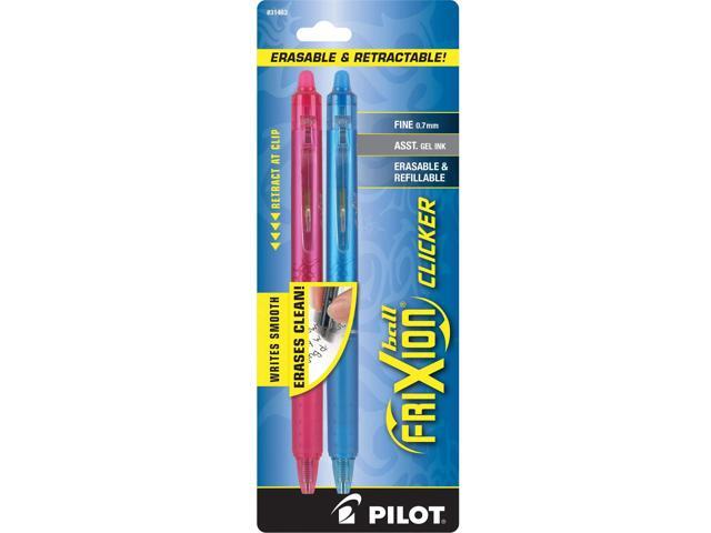 PILOT FriXion Clicker Erasable, Refillable & Retractable Gel Ink Pens, Fine Point, Assorted Color Inks, 2-Pack (31483)