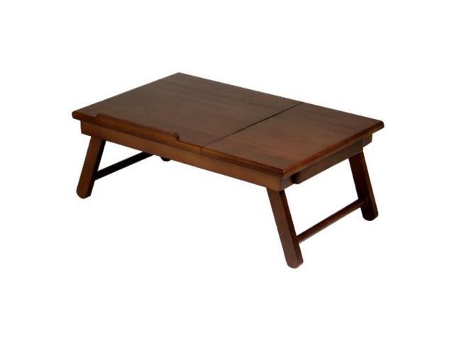 Winsome 94623 Alden Lap Desk Flip Top with Drawer Foldable Legs- Antique Walnut