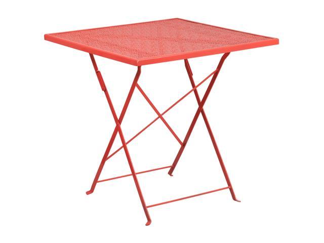 Photos - Garden Furniture Flash Furniture Commercial Grade 28' Square Coral Indoor-Outdoor Steel Folding Patio Table 