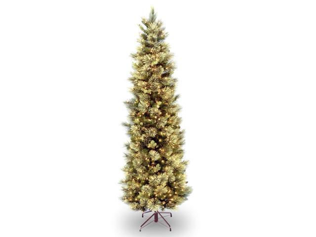 National Tree Company 6.5 ft. Pre-Lit Carolina Pine Slim Tree - 29' x 29' x 78' - Green Tree, Green Tree Stand