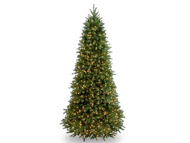 National Tree Company PEJF130490 9 ft. Pre-Lit Jersey Fraser Fir Slim Tree - 57' x 57' x 108' - Green Tree, Green Tree Stand