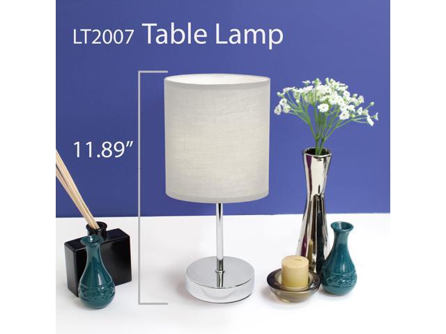 Simple Designs Chrome Mini Basic Table Lamp with Fabric Shade