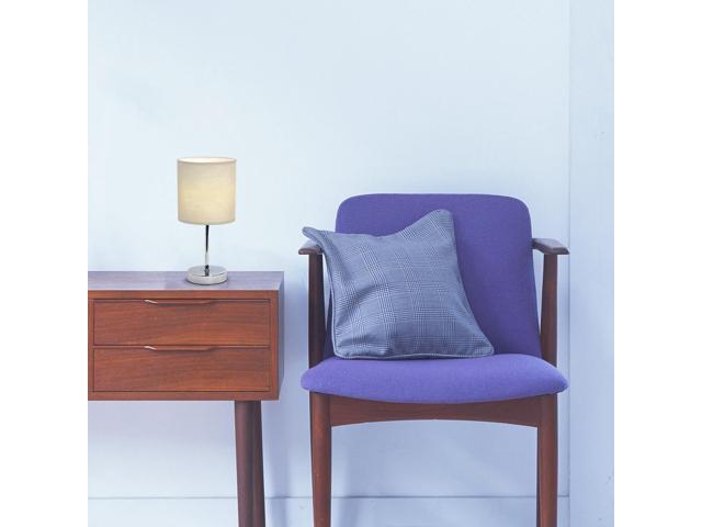 Simple Designs Chrome Mini Basic Table Lamp with Fabric Shade