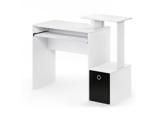 Furinno Econ Multipurpose Home Office Computer Writing Desk w/Bin, White/Black, 12095WH/BK