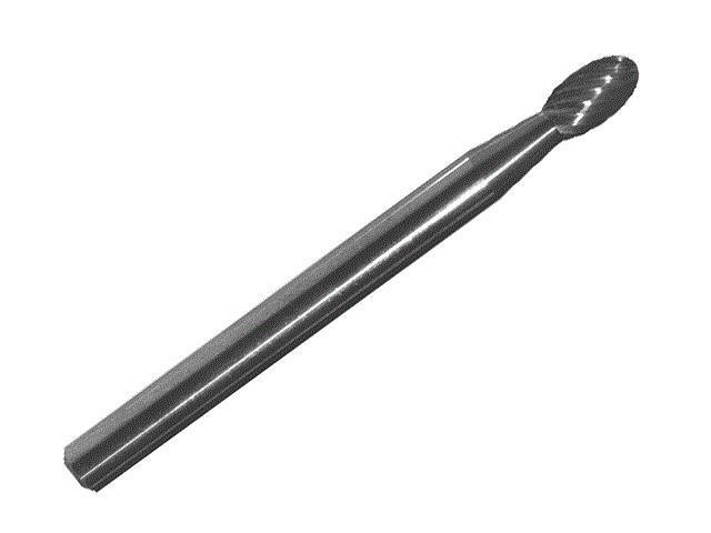 Drill America DUL Series Solid Carbide Miniature Bur, Double Cut, SF53 Tree - Radius End, 1/8' Shank, 3/16' Head Diameter, 1/2' Cutting Length...