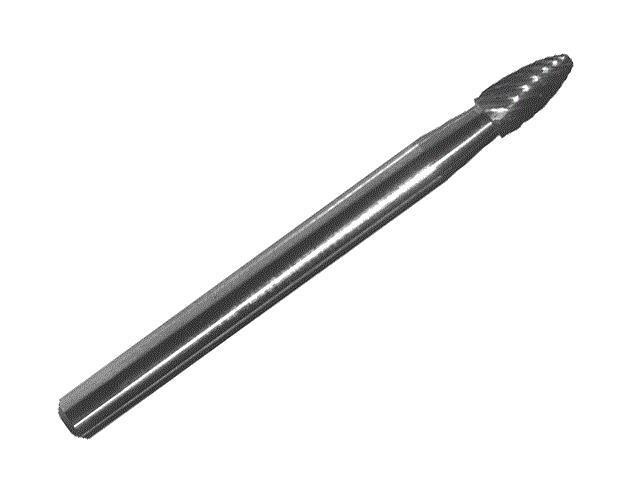 Drill America DUL Series Solid Carbide Miniature Bur, Double Cut, SH53 Flame, 1/8' Shank, 1/8' Head Diameter, 3/8' Cutting Length (Pack of 1)