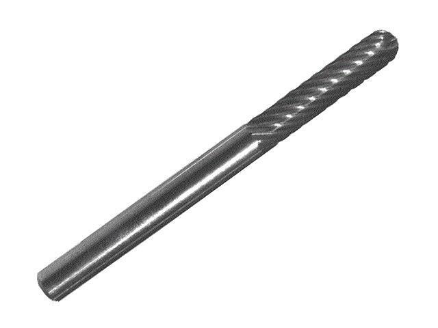 Drill America DUL Series Solid Carbide Miniature Bur, Double Cut, SC51 Cylindrical - Radius End, 1/8' Shank, 1/4' Head Diameter, 1/2' Cutting...