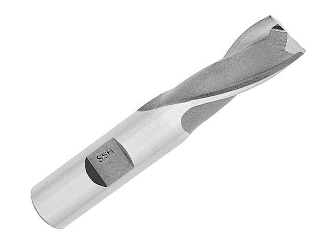 Drill America DWCT Series High-Speed Steel End Mill, Polished Finish, 2 Flute, Square End, 1-1/4' Cutting Length, 1/2' Cutting Diameter, 3-1/4'...