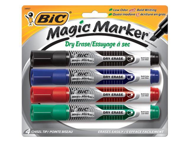 BIC Low Odor & Bold Writing Dry Erase Marker Chisel Tip 4/Pack GELITP41AST