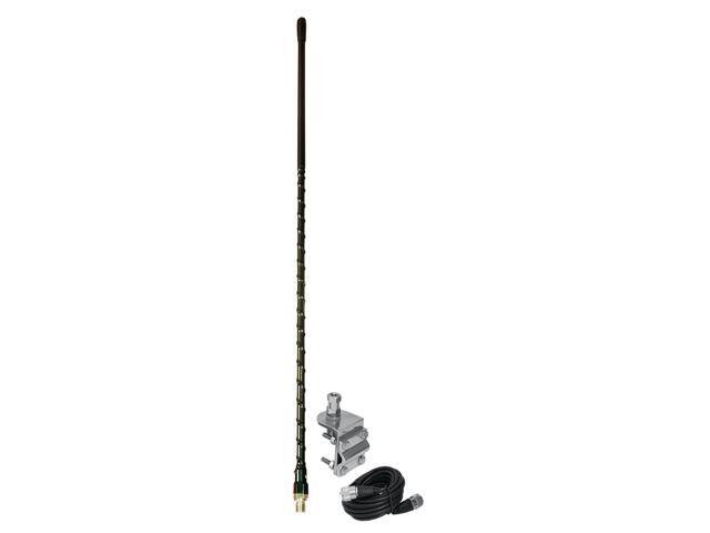 PROCOMM - BULL DOG 2 FOOT 750 WATT 3-WAY SINGLE MIRROR MOUNT FIBERGLASS ANTENNA KIT WITH SO239 CONNECTORS - IN BLACK
