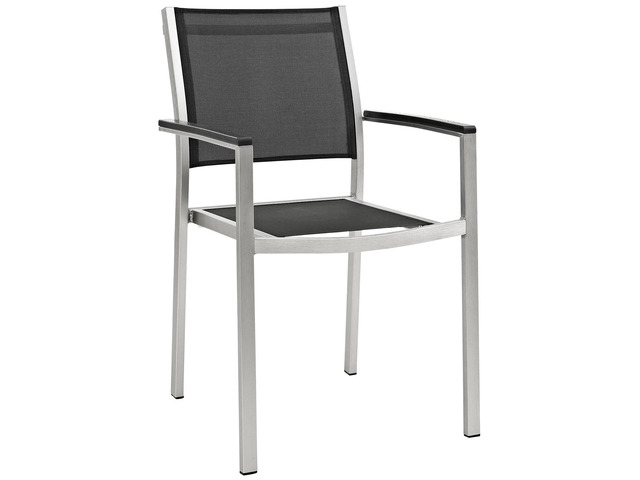 Shore Outdoor Patio Aluminum Dining Chair - Silver Black