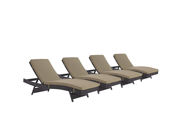 Convene Chaise Outdoor Patio Set of 4 - Espresso Mocha