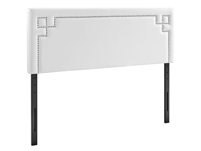 Josie Queen Upholstered Vinyl Headboard - White