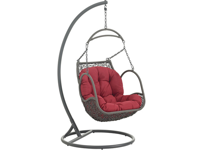 Arbor Outdoor Patio Wood Swing Chair - Red