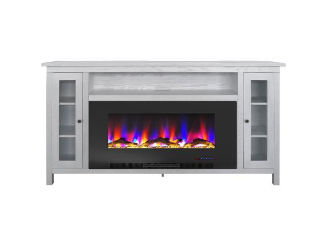 Photos - Other climate systems Cambridge Somerset 70-In. White Electric Fireplace TV Stand with Multi-Color LED Fla 