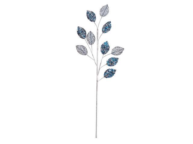 Photos - Other Jewellery Vickerman 20' Blue Glitter Plum Leaf Spray 3/Bg - OF180702 OF180702 