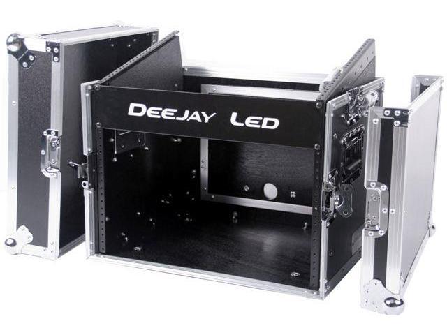 Fly Drive Case 8u Space Slant Mixer Rack / 6u Space Vertical Rack System with Full AC Door