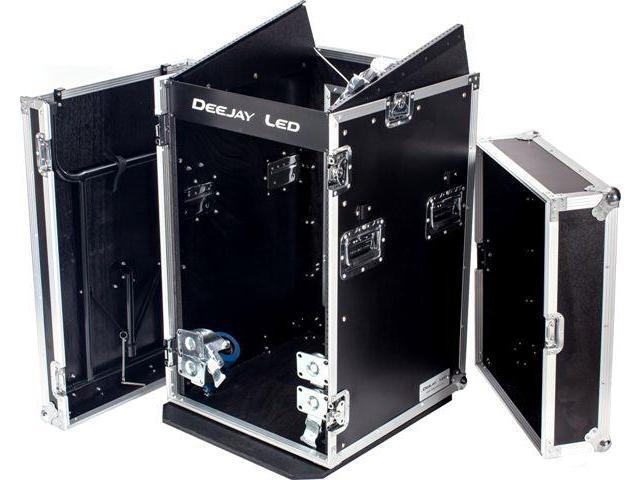 Fly Drive Case 11u Space Slant Mixer Rack / 16u Space Vertical Rack System W/Caster Board & Side Table