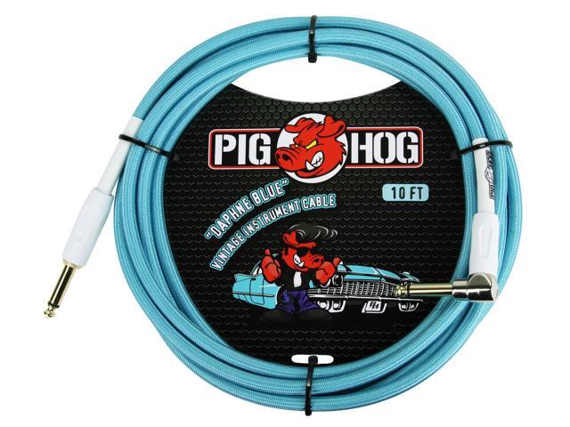 Pig Hog 'Daphne Blue' Woven Jacket Tour Grade Instrument Cable, 10-foot Right Angle