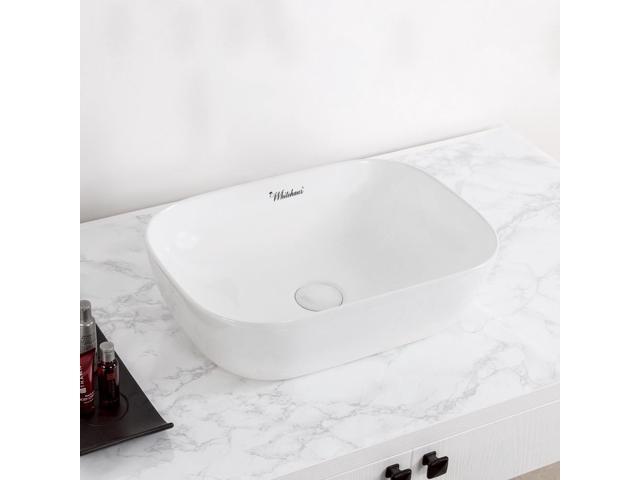 Isabella Plus Collection Rectangular Above Mount Basin with Center Drain - White
