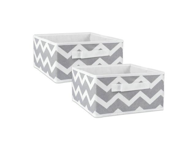 DII Nonwoven Polyester Bin Chevron Gray Square Medium (Set of 2)