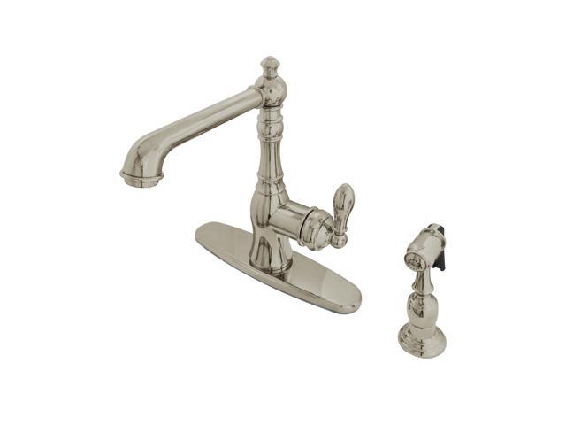 Gourmetier GSY7208ACLBS American Classic Single-Handle Kitchen Faucet with Brass Sprayer, Brushed Nickel