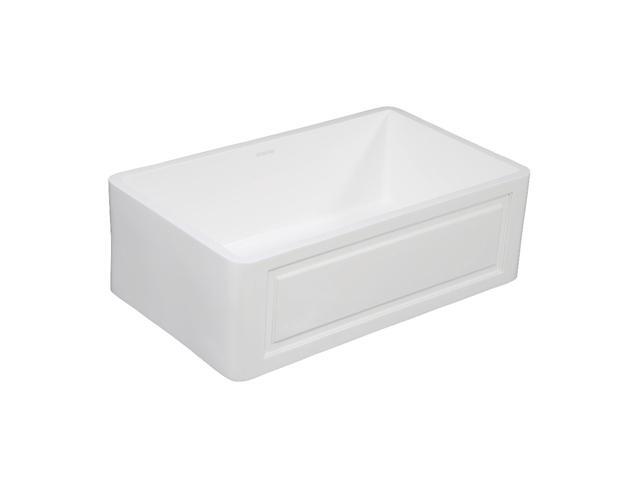Gourmetier GKFA331810LD Solid Surface Matte Stone Apron Front Farmhouse Single Bowl Kitchen Sink, Matte White