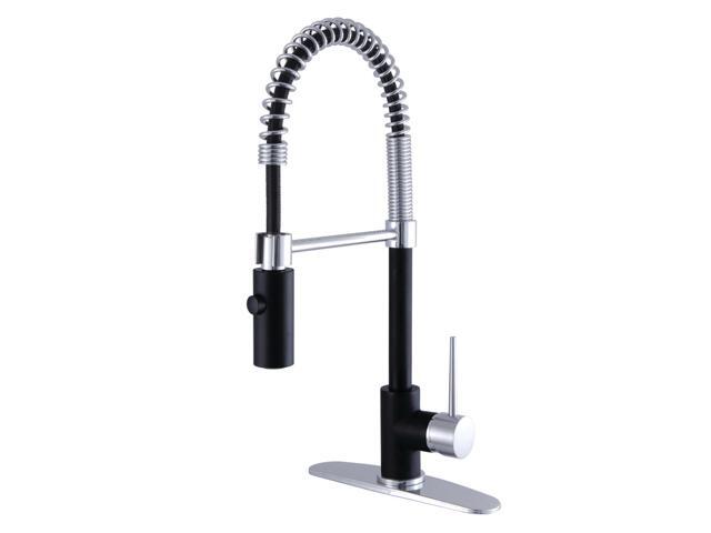 Gourmetier LS8777NYL Single-Handle Pull-Down Kitchen Faucet, Matte Black/Chrome