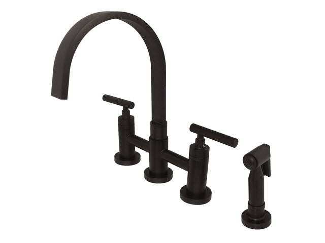 Kingston Brass KS8265CMLBS Manhattan 2-Handle Kitchen Faucet with Brass Side Sprayer, Oil Rubbed Bronze
