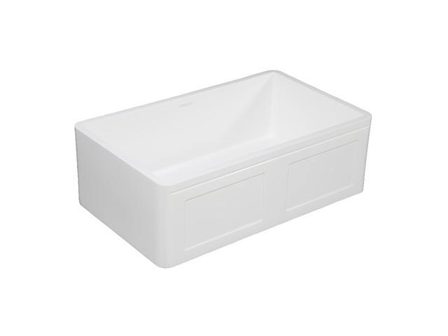 Gourmetier GKFA331810DS Solid Surface Matte Stone Apron Front Farmhouse Single Bowl Kitchen Sink, Matte White
